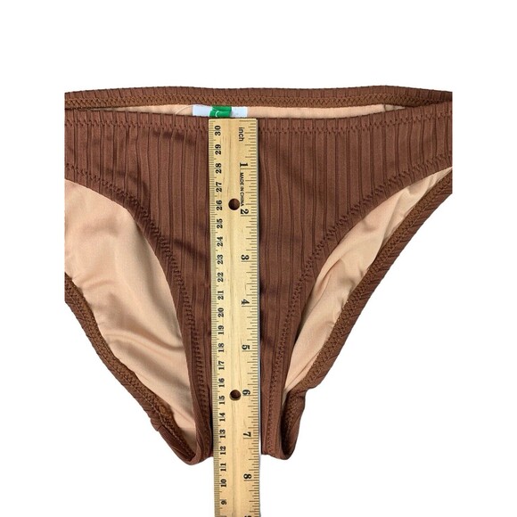 New! J.Crew Wide Rib Bikini Bottom Size XXS Hipster Full Coverage Brown BM453 - Picture 5 of 9